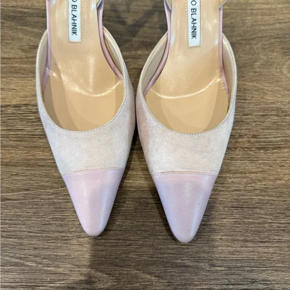 Manolo Blahnik Pink Slingback Heels - Picture 2 of 13